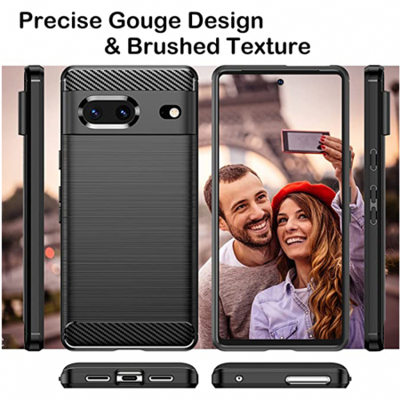 Husa Carbon Silicone pentru Google Pixel 7, Negru [3]