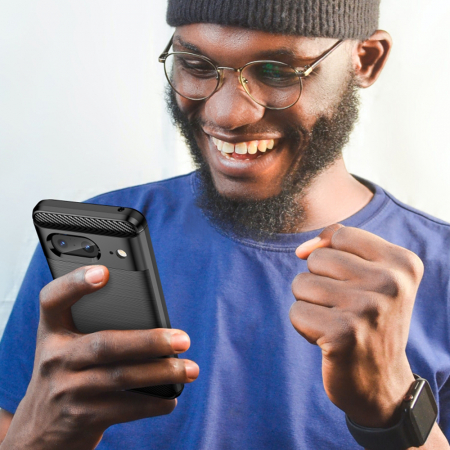 Husa Carbon Silicone pentru Google Pixel 8, Negru [4]