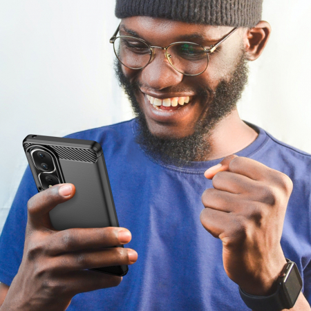 Husa Carbon Silicone pentru Honor 90 Pro, Negru [6]