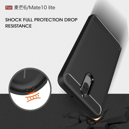 Husa Carbon Silicone pentru Huawei Mate 10 Lite, Negru [5]
