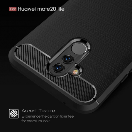 Husa Carbon Silicone pentru Huawei Mate 20 Lite, Negru [6]