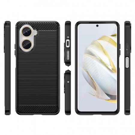 Husa Carbon Silicone pentru Huawei Nova 10 SE, Negru [1]