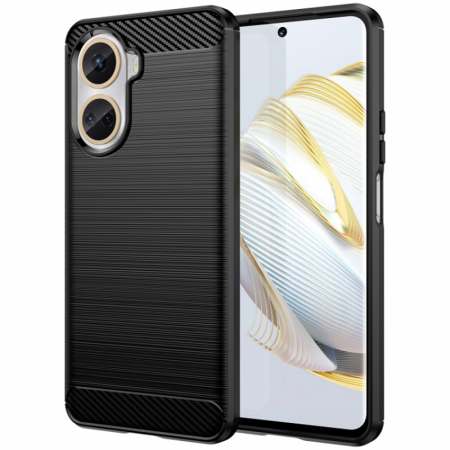 Huawei Nova 10 SE - Husa Carbon Silicone pentru Huawei Nova 10 SE, Negru