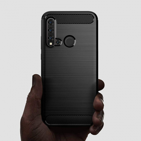 Husa Carbon Silicone pentru Huawei Nova 5T, Negru [3]