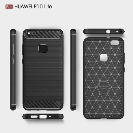 Husa Carbon Silicone pentru Huawei P10 Lite, Negru [6]