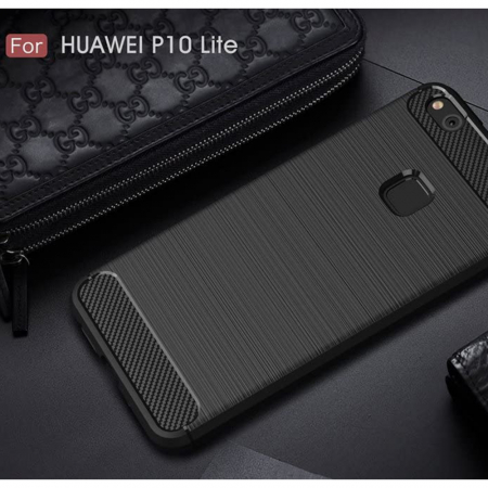 Husa Carbon Silicone pentru Huawei P10 Lite, Negru [1]