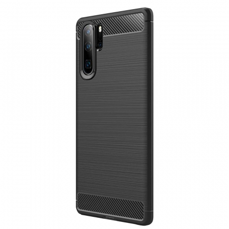 Husa Carbon Silicone pentru Huawei P30 Pro, Negru [4]