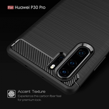 Husa Carbon Silicone pentru Huawei P30 Pro, Negru [5]