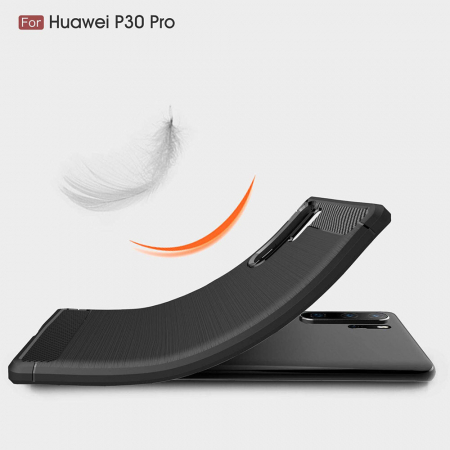 Husa Carbon Silicone pentru Huawei P30 Pro, Negru [6]
