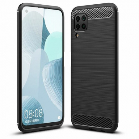 Huawei - Husa Carbon Silicone pentru Huawei P40 Lite, Negru