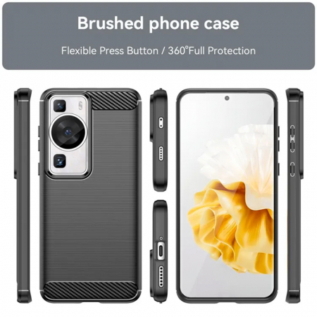 Husa Carbon Silicone pentru Huawei P60 Pro, Negru [4]