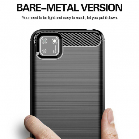 Husa Carbon Silicone pentru Huawei Y5P, Negru [2]