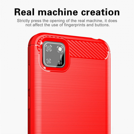 Husa Carbon Silicone pentru Huawei Y5P, Negru [10]