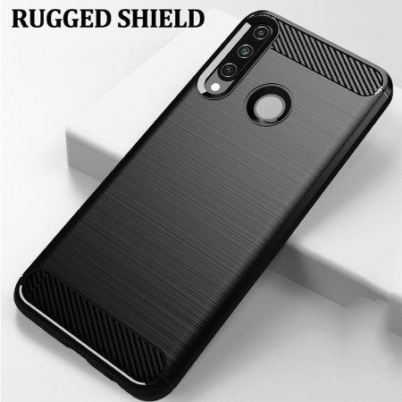Husa Carbon Silicone pentru Huawei Y6P, Negru [1]