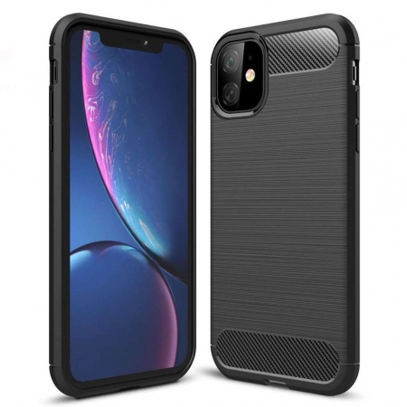 iPhone 11 - Husa Carbon Silicone pentru iPhone 11, Negru