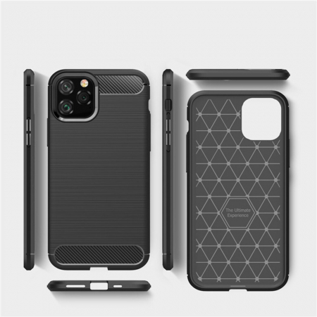 Husa Carbon Silicone pentru iPhone 12 / 12 Pro, Negru [4]