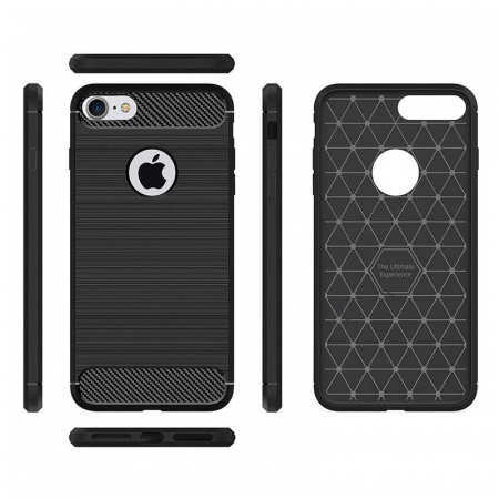 Husa Carbon Silicone pentru iPhone 6 Plus / 6S Plus, Negru [3]