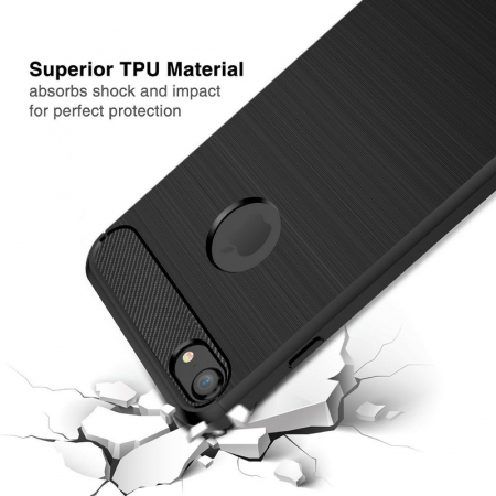 Husa Carbon Silicone pentru iPhone SE 2 (2020), Negru [1]