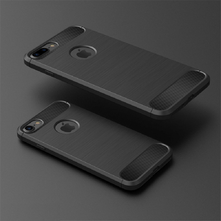 Husa Carbon Silicone pentru iPhone SE 2 (2020), Negru [2]