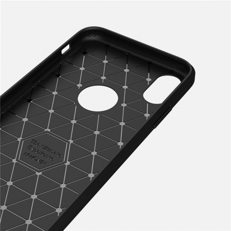 Husa Carbon Silicone pentru iPhone X / XS, Negru [3]