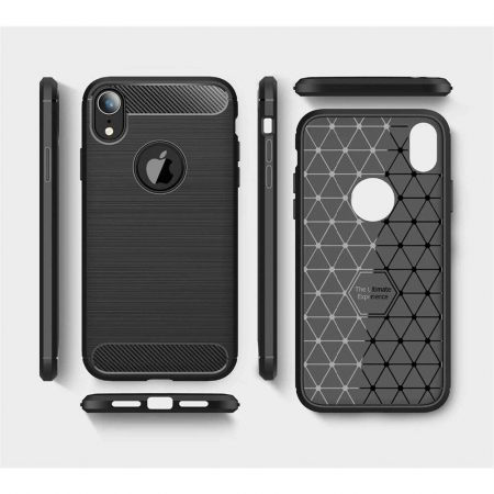 Husa Carbon Silicone pentru iPhone XR, Negru [4]
