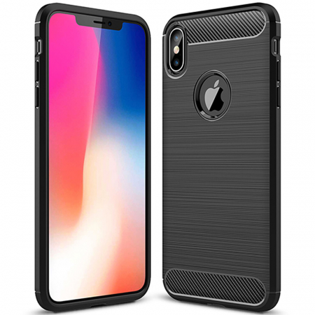 iPhone - Husa Carbon Silicone pentru iPhone XS Max, Negru