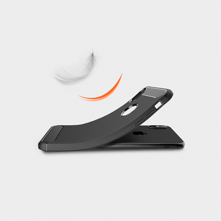 Husa Carbon Silicone pentru iPhone XS Max, Negru [2]