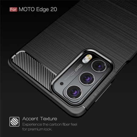 Husa Carbon Silicone pentru Motorola Edge 20, Negru [1]