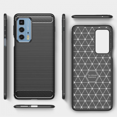 Husa Carbon Silicone pentru Motorola Edge 20 Pro, Negru [4]
