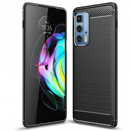 Motorola Edge 20 Pro - Husa Carbon Silicone pentru Motorola Edge 20 Pro, Negru