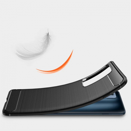 Husa Carbon Silicone pentru Motorola Edge 20 Pro, Negru [2]