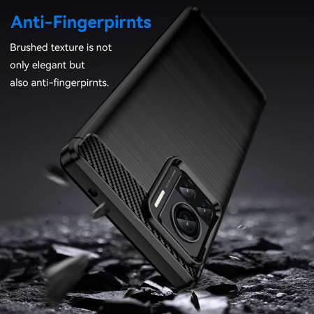 Husa Carbon Silicone pentru Motorola Edge 30 Ultra, Negru [2]