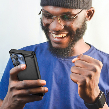 Husa Carbon Silicone pentru Motorola Edge 40, Negru [5]