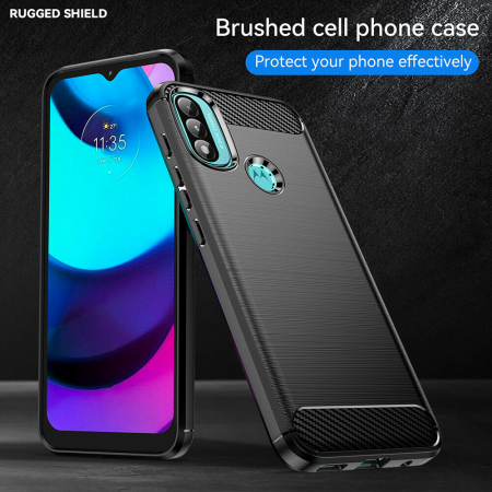 Husa Carbon Silicone pentru Motorola Moto E20 / E40, Negru [1]