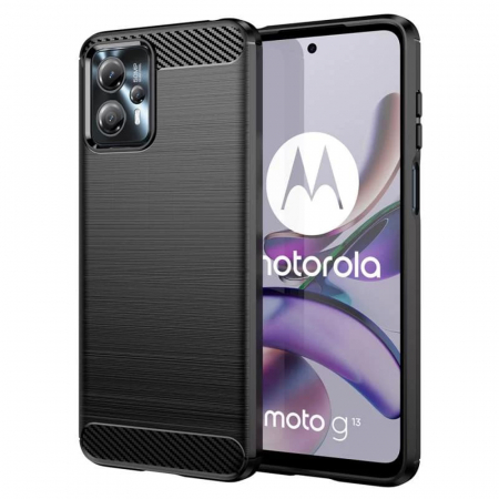 Motorola - Husa Carbon Silicone pentru Motorola Moto G13 / G23 / G53, Negru
