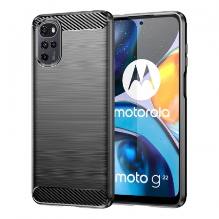 Motorola - Husa Carbon Silicone pentru Motorola Moto G22, Negru