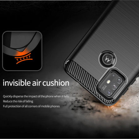 Husa Carbon Silicone pentru Motorola Moto G30 / G10, Negru [2]
