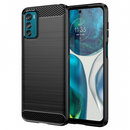 Motorola - Husa Carbon Silicone pentru Motorola Moto G42, Negru