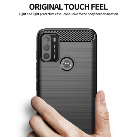 Husa Carbon Silicone pentru Motorola Moto G50, Negru [1]