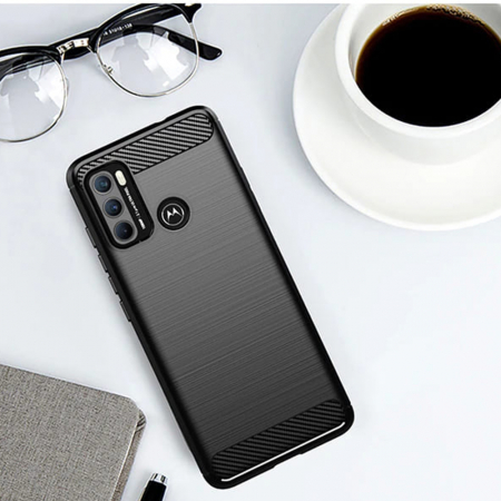 Husa Carbon Silicone pentru Motorola Moto G60, Negru [4]