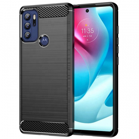Motorola - Husa Carbon Silicone pentru Motorola Moto G60s, Negru