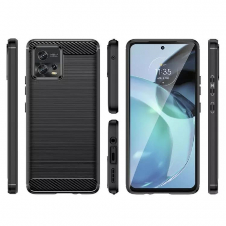 Husa Carbon Silicone pentru Motorola Moto G72, Negru [1]