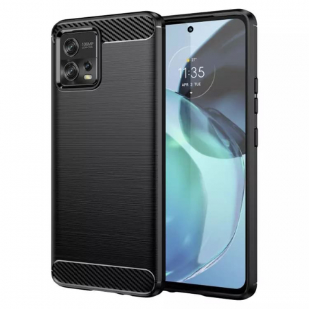 Motorola Moto G72 - Husa Carbon Silicone pentru Motorola Moto G72, Negru