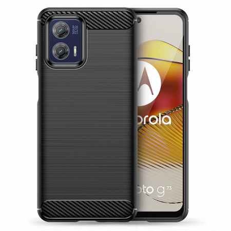 Motorola Moto G73 - Husa Carbon Silicone pentru Motorola Moto G73, Negru
