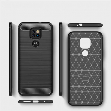 Husa Carbon Silicone pentru Motorola Moto G9 Play, Negru [3]