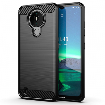Nokia - Husa Carbon Silicone pentru Nokia 1.4, Negru