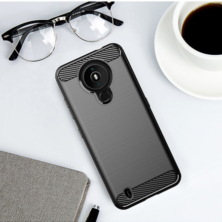 Husa Carbon Silicone pentru Nokia 1.4, Negru [6]