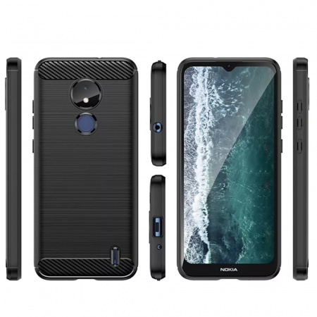 Husa Carbon Silicone pentru Nokia C21, Negru [2]