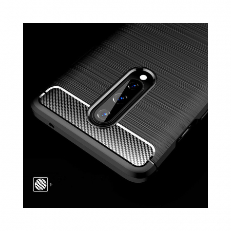 Husa Carbon Silicone pentru OnePlus 8, Negru [6]
