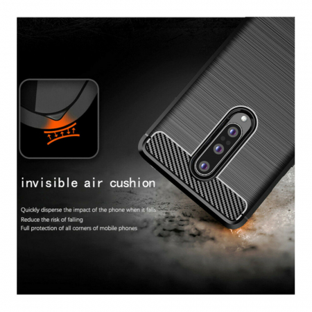 Husa Carbon Silicone pentru OnePlus 8, Negru [1]